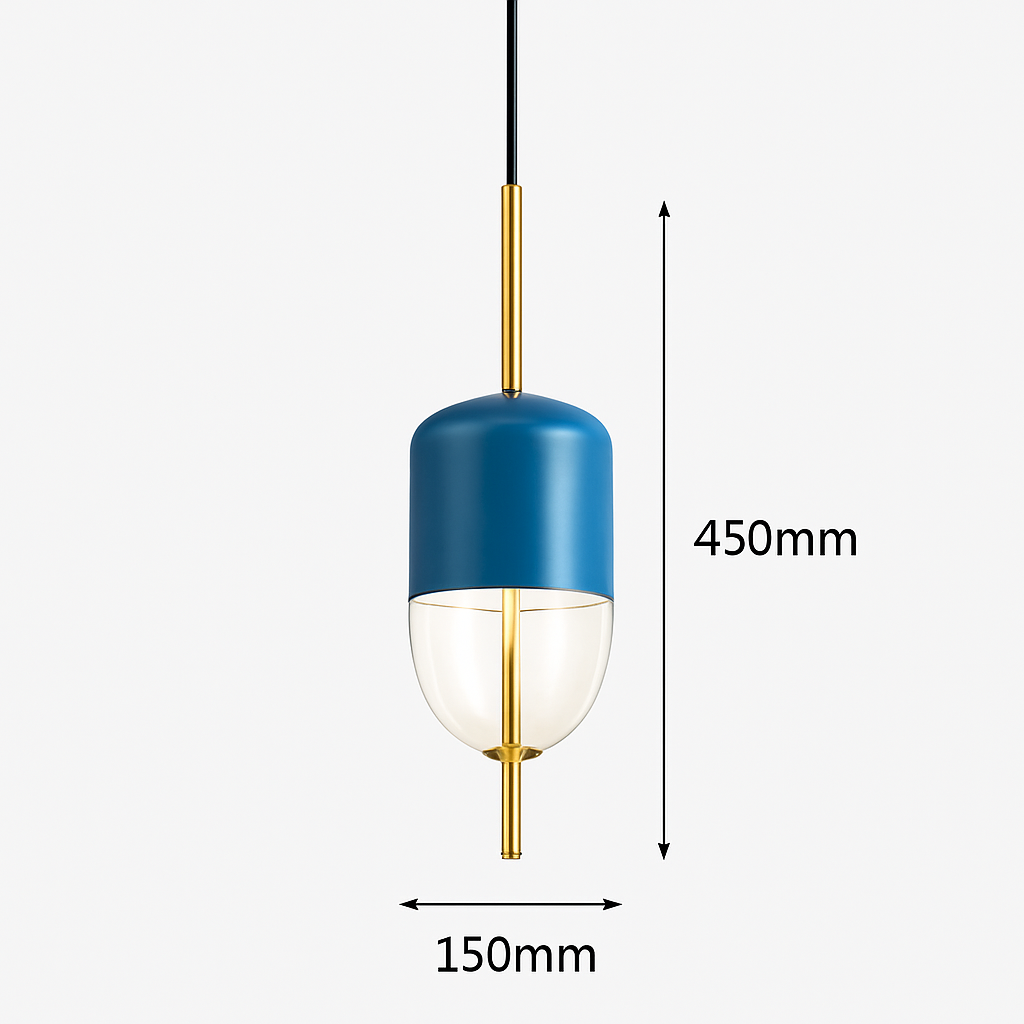 Suspension design moderne en verre en forme de goutte bleue - vue 16 sur 19