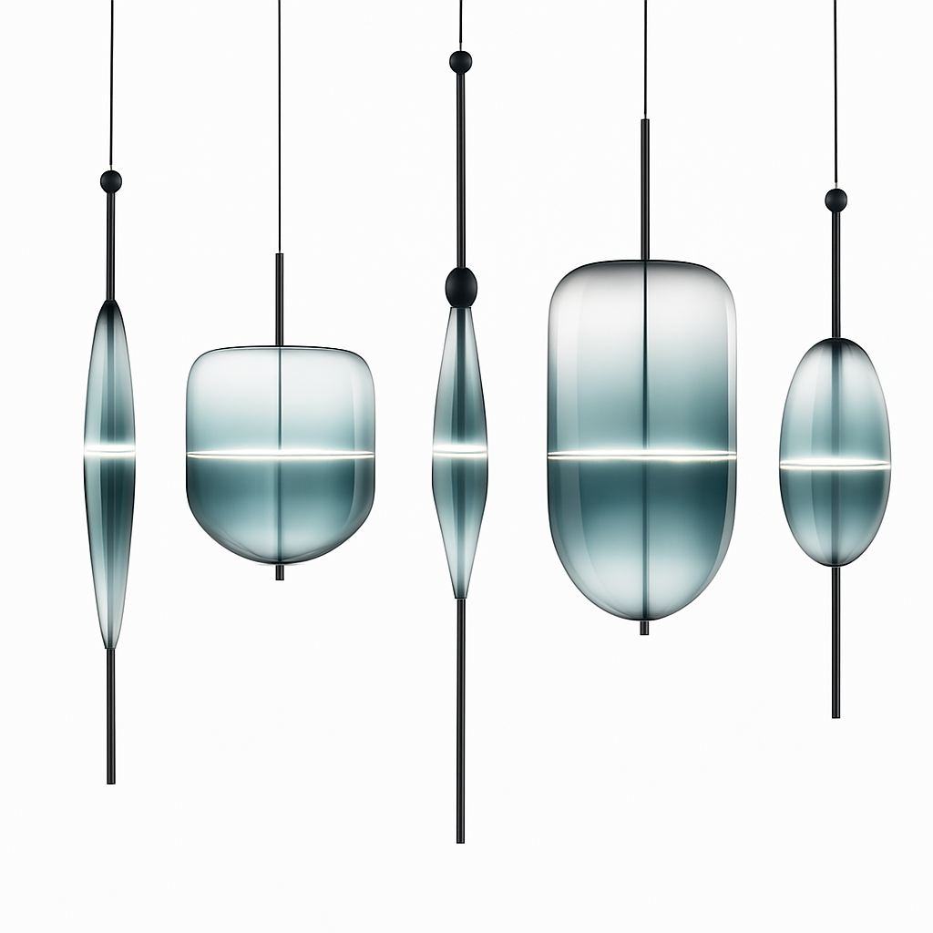 Suspension design moderne en verre en forme de goutte bleue - vue 3 sur 19