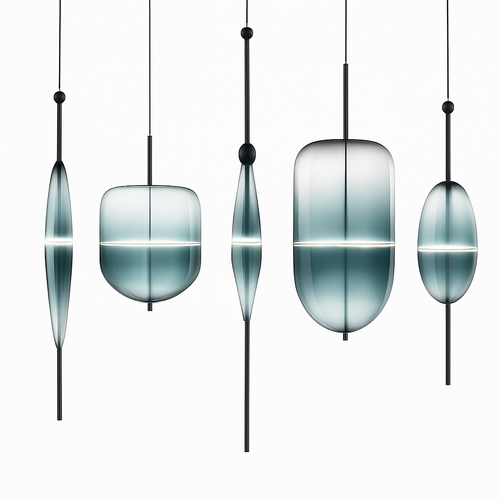 Suspension design moderne en verre en forme de goutte bleue - vue 4 sur 19
