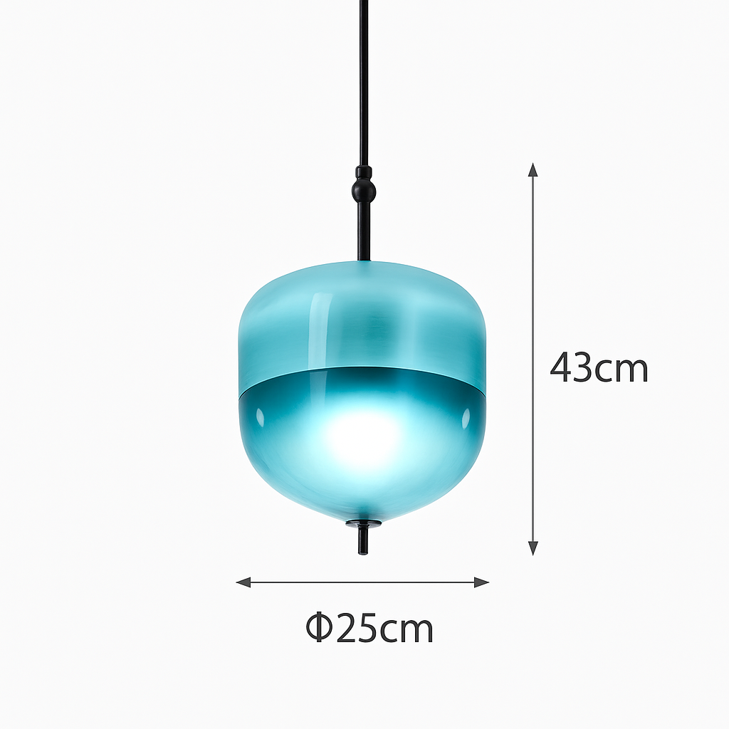 Suspension design moderne en verre en forme de goutte bleue - vue 4 sur 19