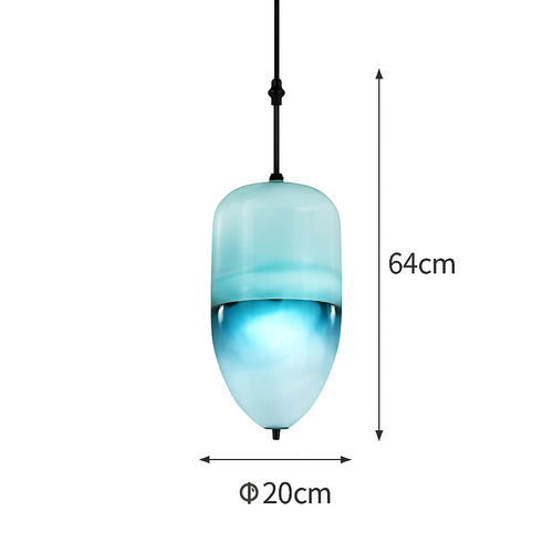 Suspension design moderne en verre en forme de goutte bleue - vue 7 sur 19