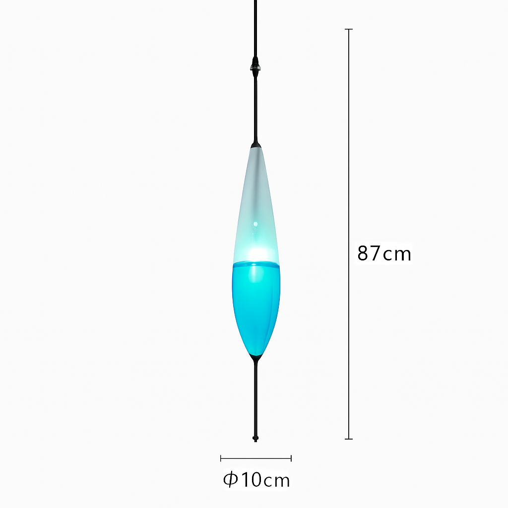 Suspension design moderne en verre en forme de goutte bleue - vue 9 sur 19