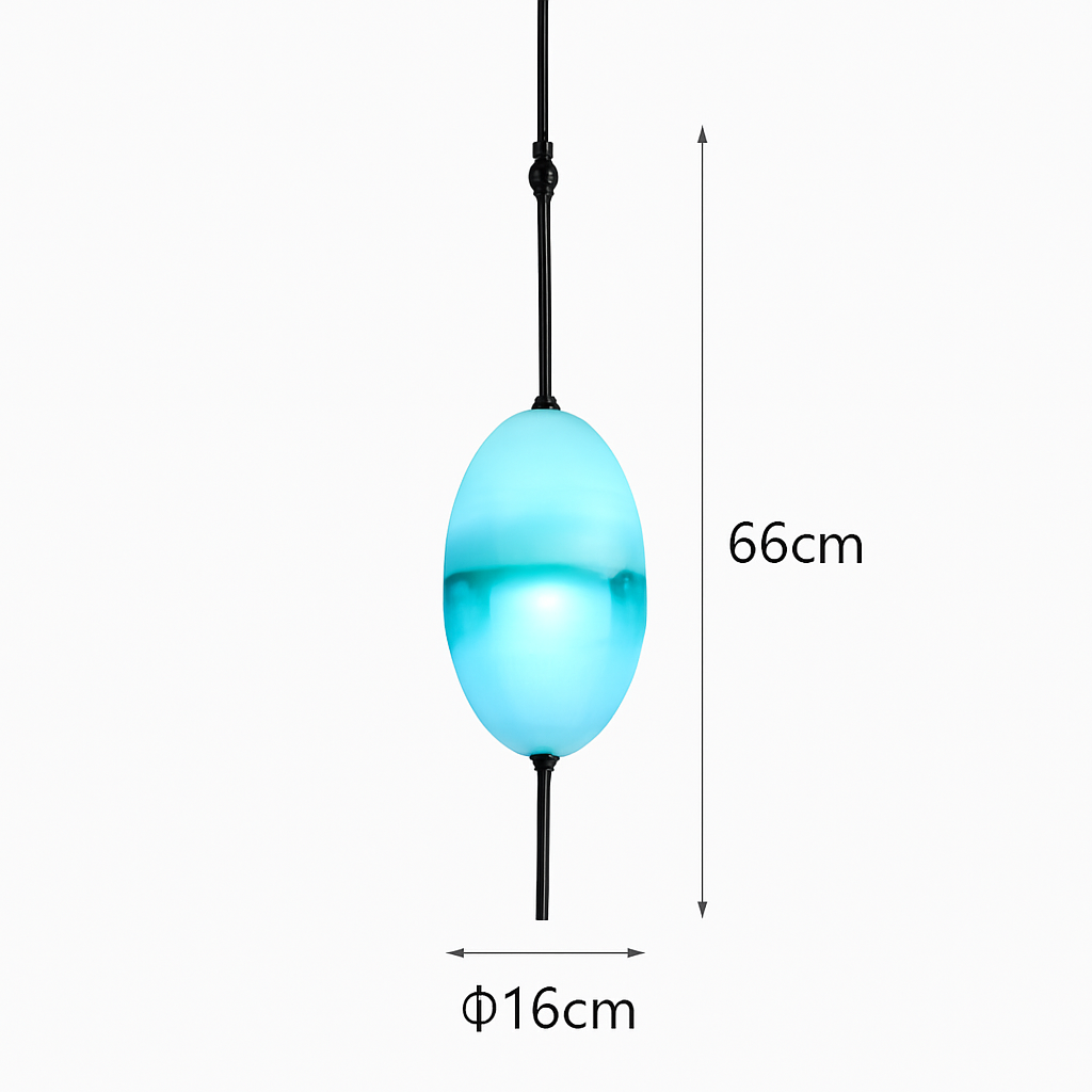Suspension design moderne en verre en forme de goutte bleue - vue 10 sur 19