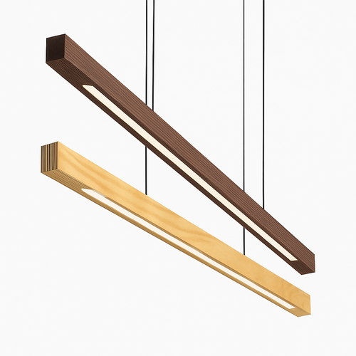Suspension design moderne LED en bois allongé Hang - vue 2 sur 8