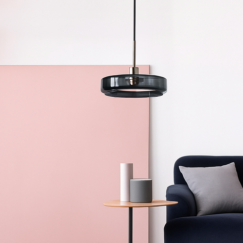 Suspension design ronde en verre bleue Dining - vue 3 sur 9