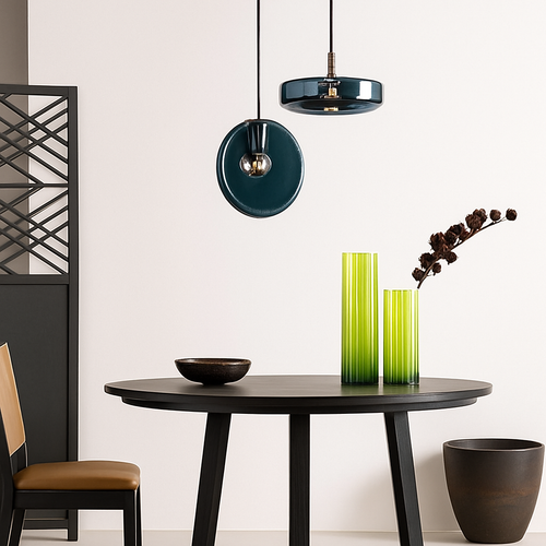 Suspension design ronde en verre bleue Dining - vue 5 sur 9