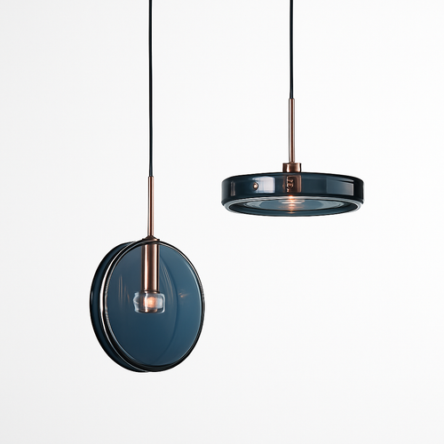Suspension design ronde en verre bleue Dining - vue 7 sur 9