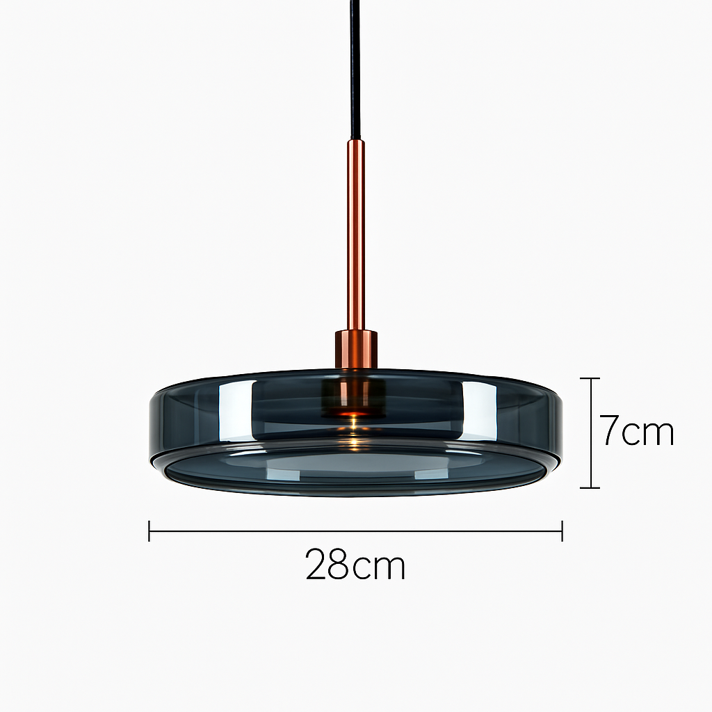 Suspension design ronde en verre bleue Dining