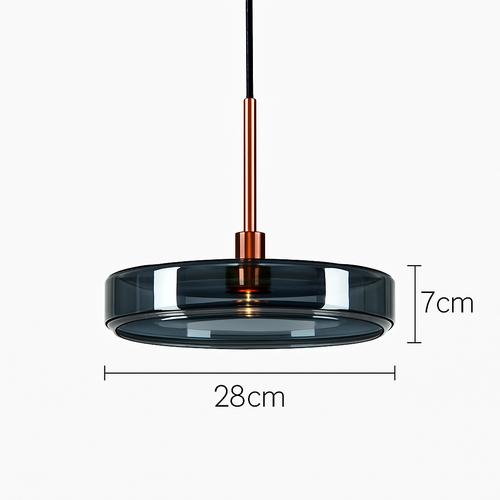 Suspension design ronde en verre bleue Dining
