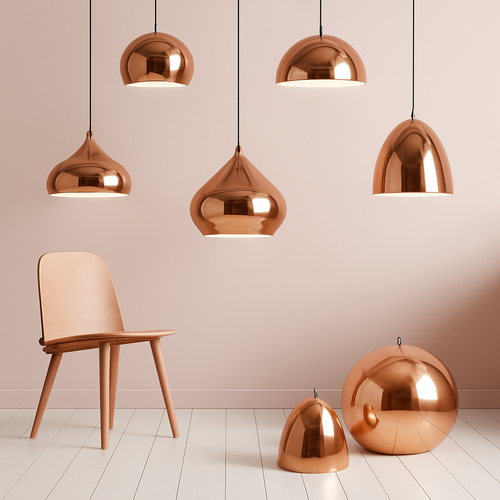 Suspension design rose gold de plusieurs formes - vue 3 sur 8