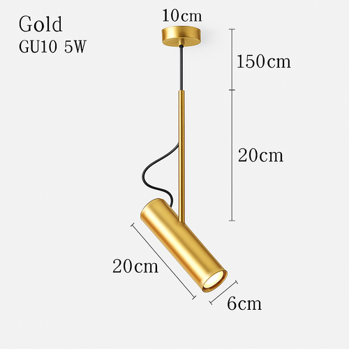 Suspension design spot orientable et tige dorée - vue 12 sur 11