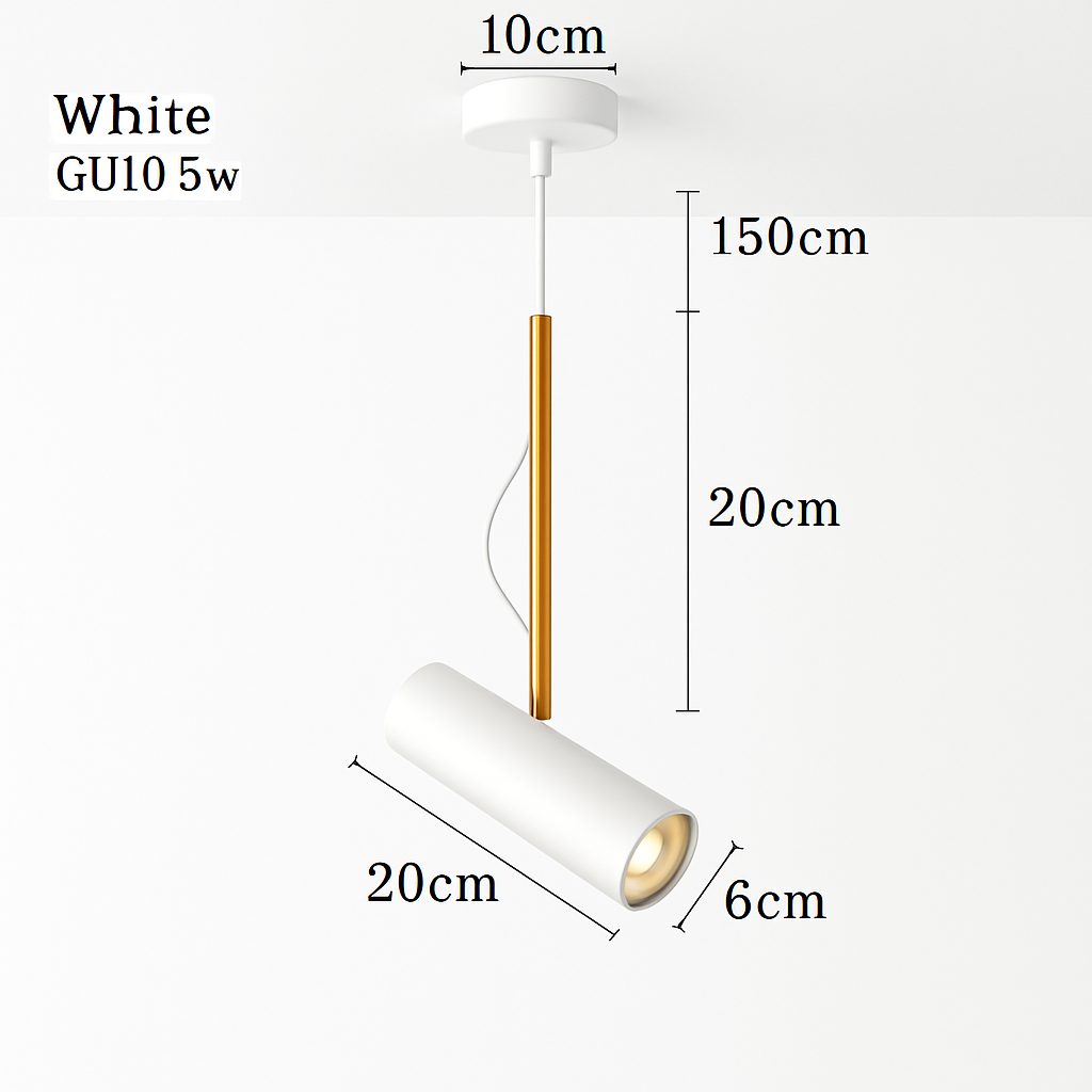 Suspension design spot orientable et tige dorée - vue 10 sur 11