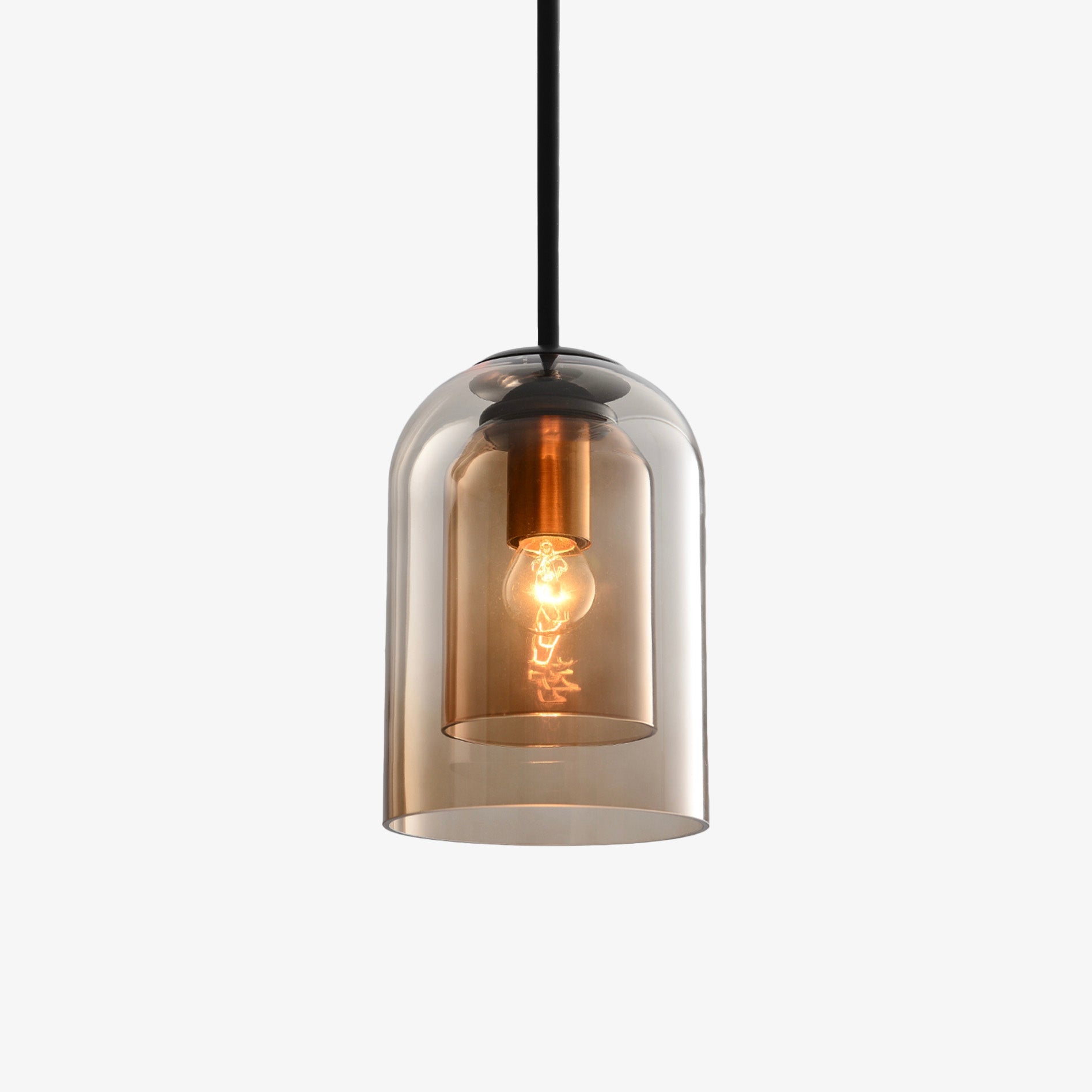 Suspension design tube arrondi double verre fumé - vue 8 sur 9