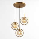 Suspension dorée à LED design boule en verre fumé