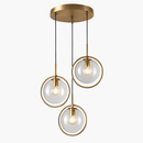 Suspension dorée à LED design boule en verre fumé
