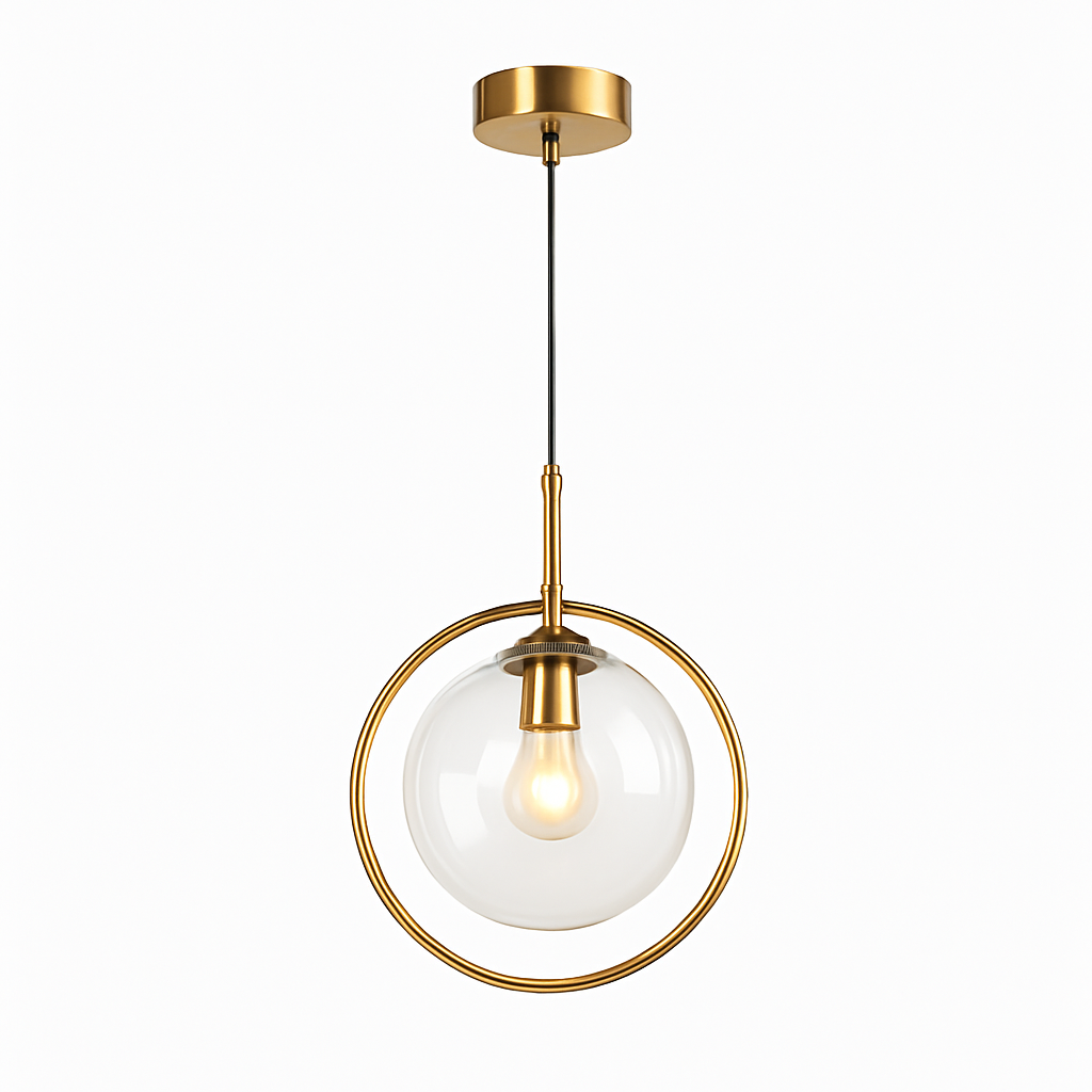 Suspension dorée à LED design boule en verre fumé - vue 4 sur 12