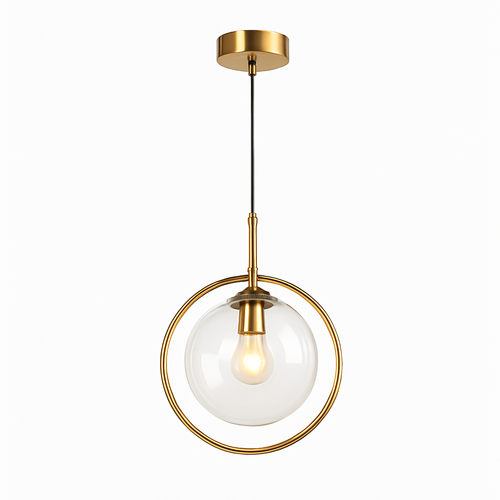 Suspension dorée à LED design boule en verre fumé - vue 5 sur 12
