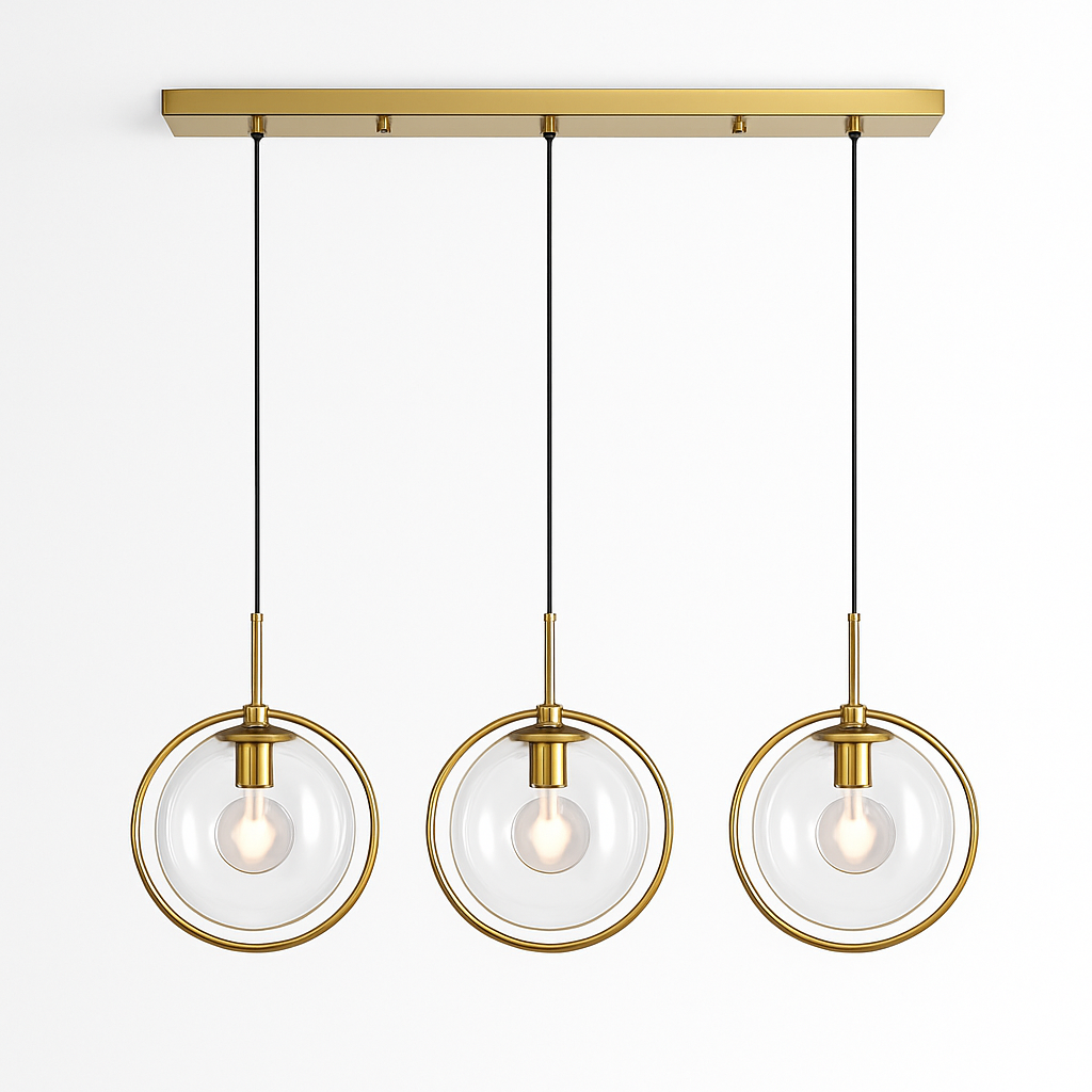 Suspension dorée à LED design boule en verre fumé - vue 7 sur 12