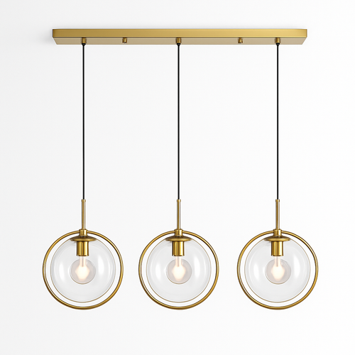 Suspension dorée à LED design boule en verre fumé - vue 8 sur 12