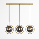 Suspension dorée à LED design boule en verre fumé