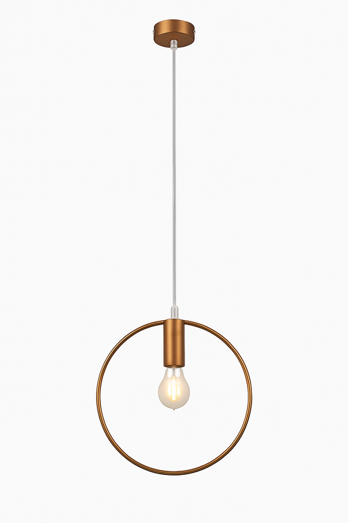 Suspension dorée à LED en forme de rond - vue 4 sur 7