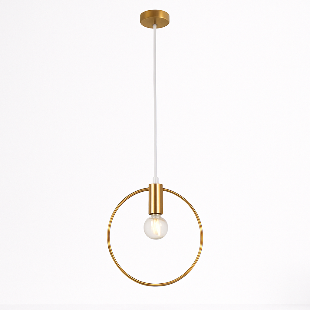 Suspension dorée à LED en forme de rond - vue 5 sur 7