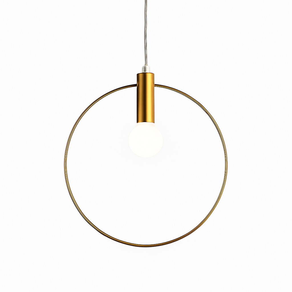 Suspension dorée à LED en forme de rond - vue 6 sur 7