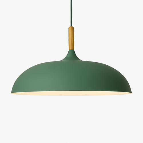 Suspension en aluminium de couleur et tige en bois Wood - vue 2 sur 13