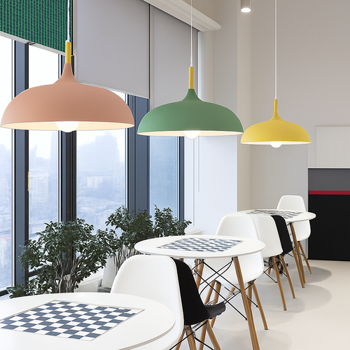 Suspension en aluminium de couleur et tige en bois Wood - vue 3 sur 13