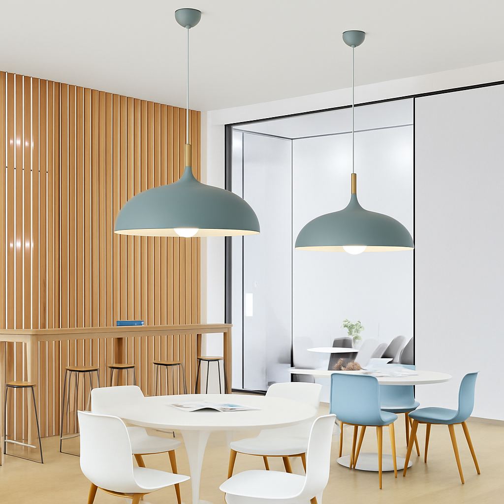 Suspension en aluminium de couleur et tige en bois Wood - vue 5 sur 13