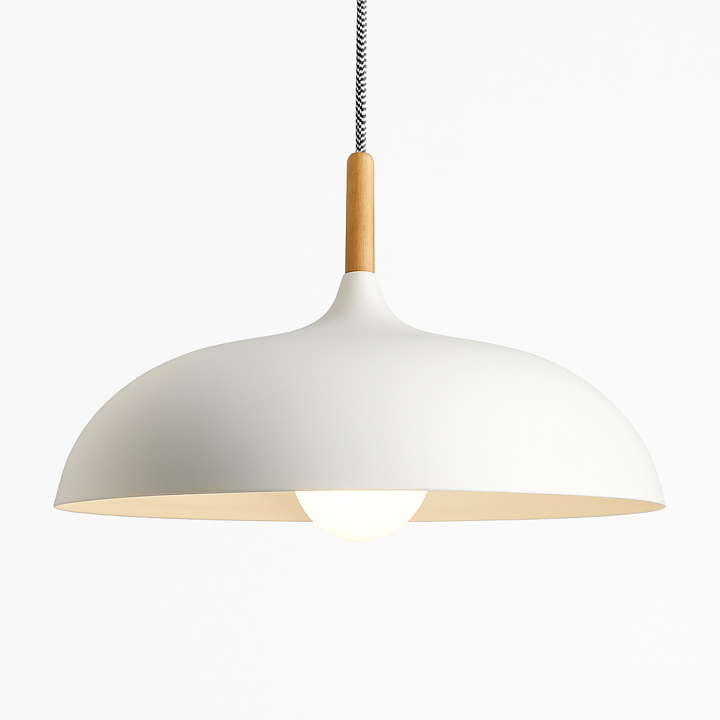 Suspension en aluminium de couleur et tige en bois Wood - vue 6 sur 13