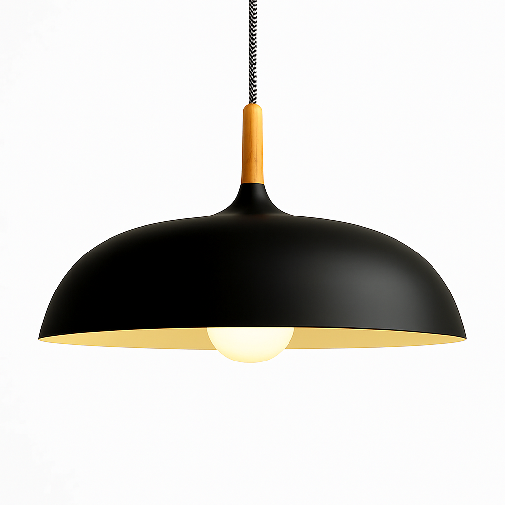 Suspension en aluminium de couleur et tige en bois Wood - vue 7 sur 13