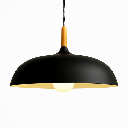 Suspension en aluminium de couleur et tige en bois Wood - vue 8 sur 13