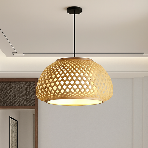 suspension en bambou style chinois vintage tissée à la main - vue 2 sur 9