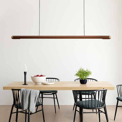 suspension en bois design minimaliste led longue bande - vue 3 sur 9