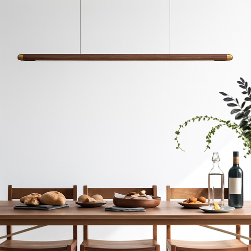 suspension en bois design minimaliste led longue bande - vue 4 sur 9