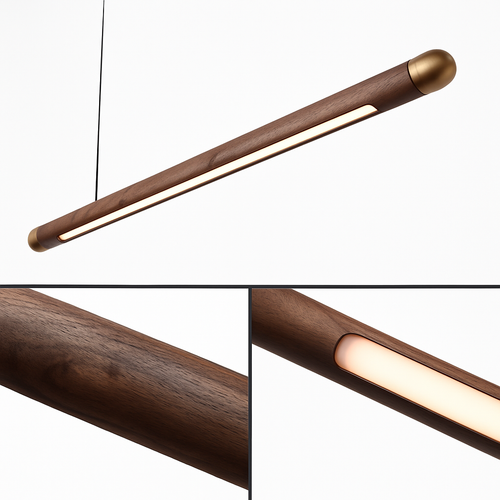 suspension en bois design minimaliste led longue bande - vue 5 sur 9
