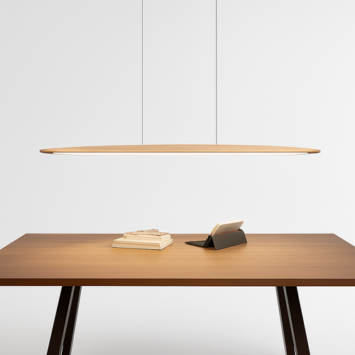 Suspension en bois lampes suspendues Table moderne LED longue lumière linéaire îlot de cuisine éclairage de bar de bureau pour salle à manger salon - vue 3 sur 12