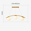 suspension en bois moderne avec boule de verre et éclairage led