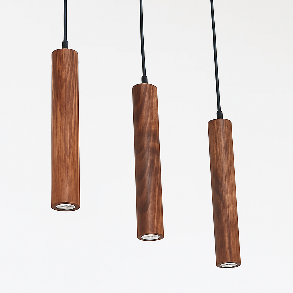 Suspension en bois modernes meubles de salle à manger lampe suspendue restaurant noyer hêtre éclairage intérieur LED décoration de salon - vue 4 sur 8