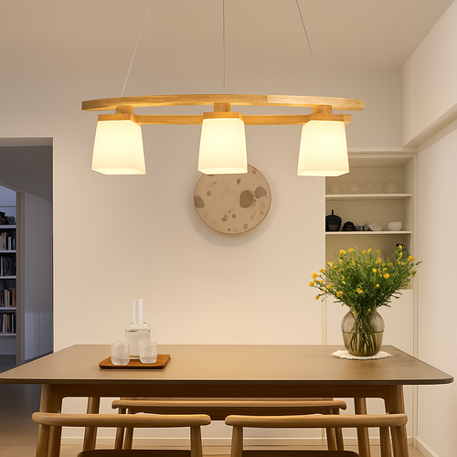 Suspension en bois nordique LED lampes suspendues modernes pour salle à manger salon cuisine Bar café lampe suspendue de Style japonais - vue 2 sur 7