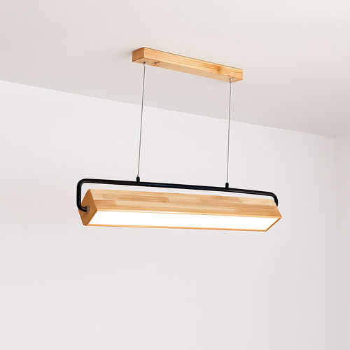 Suspension en bois nordiques LED lampes suspendues modernes pour salle à manger salon cuisine bureau boutique Bar café lampe suspendue à longue bande - vue 2 sur 7