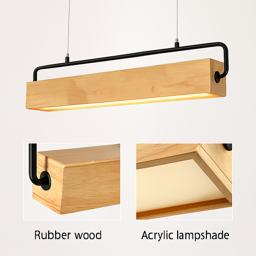 Suspension en bois nordiques LED lampes suspendues modernes pour salle à manger salon cuisine bureau boutique Bar café lampe suspendue à longue bande - vue 5 sur 7