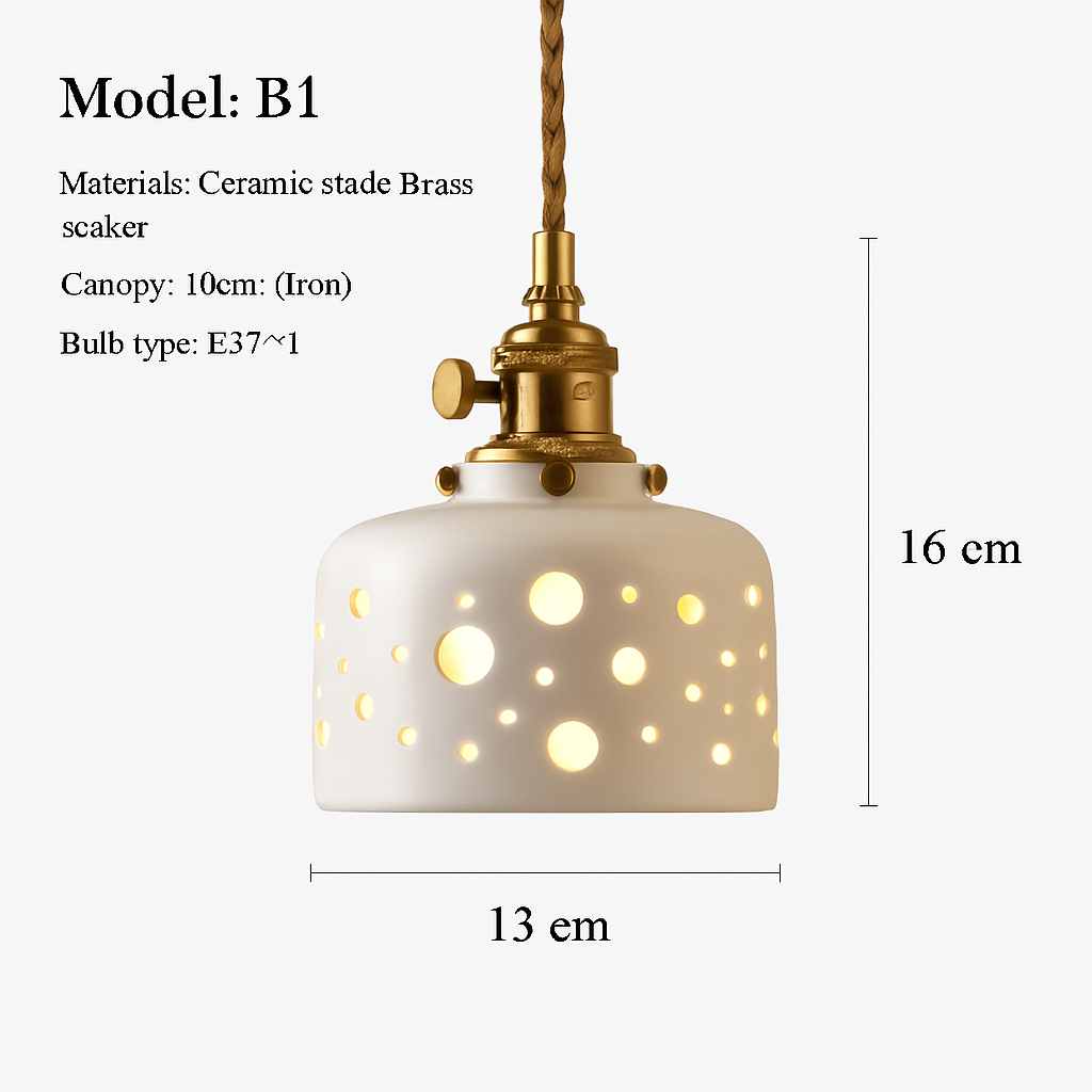 suspension en céramique nordique moderne avec motif floral - vue 8 sur 14