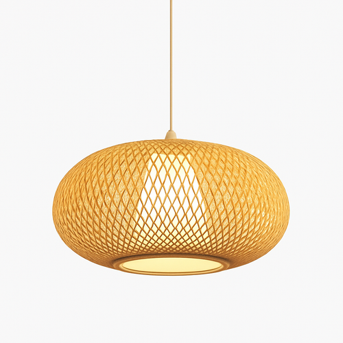 Suspension en rotin LED avec abat-jour arrondi - vue 2 sur 9