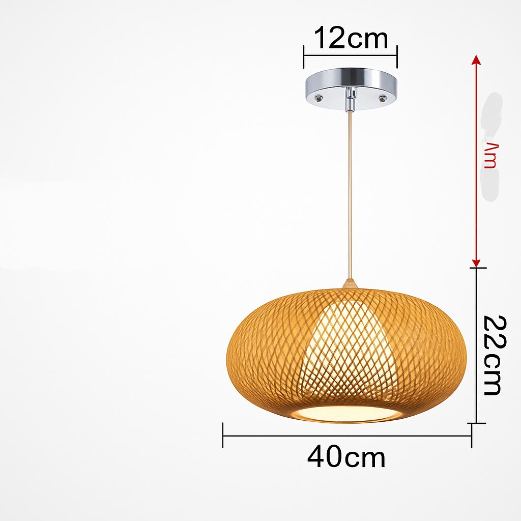 Suspension en rotin LED avec abat-jour arrondi - vue 7 sur 9