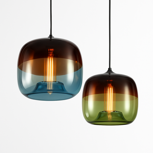Suspension en verre coloré design à LED Apple - vue 6 sur 5