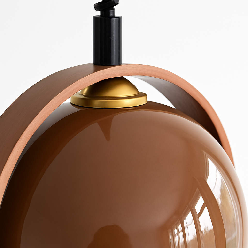suspension en verre et bois foncé réglable en hauteur 	 style - vue 5 sur 8