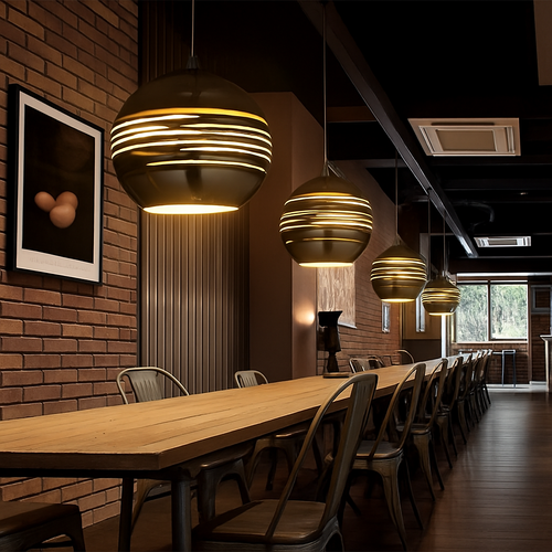 suspension en verre miroir pour loft bar et restaurant - vue 6 sur 6