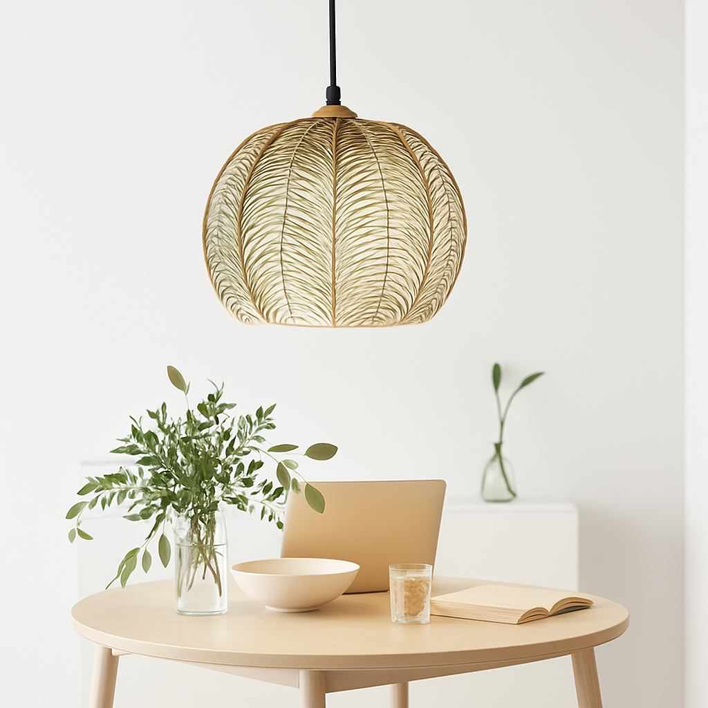 Suspension en verre moderne à motif de feuilles vertes - vue 4 sur 18